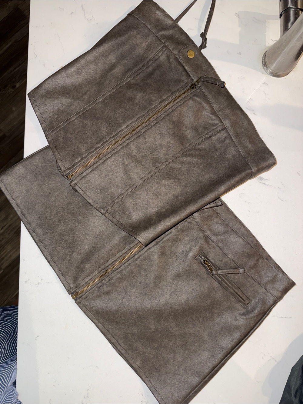 Princess Polly Men's Taupe Faux-Leather Zip Panel Pants